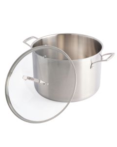Babish 12 Quart Tri-Ply Stainless Steel Professional Grade Stock Pot in Silver
