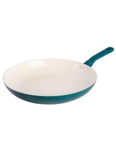 Spice By Tia Mowry 12 Inch Healthy Ceramic Nonstick Aluminum Skillet with Bakelite Handle in Teal