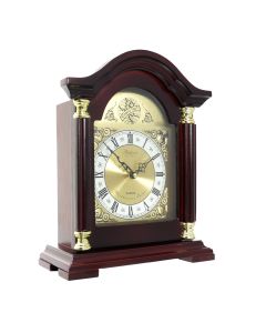 Bedford Clock Collection Redwood Mantel Clock with Chimes