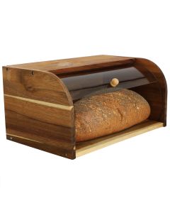 MegaChef Acacia Wood Bread Box with Sliding Plastic Lid