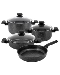 Korkmaz Ornella 7 Piece Non Stick Aluminum Cookware Set in Black