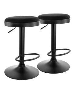 Elama 2 Piece Backless Adjustable Fabric Bar Stool in Black with Black Base