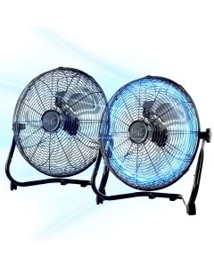 Vie Air Twin 12 Inch High Velocity All Metal Tilting 3 Speed Floor Fan in Black